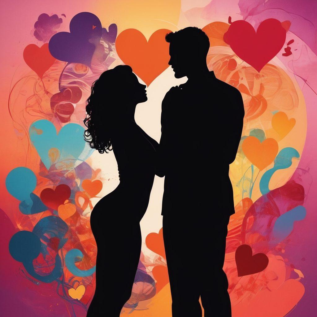 A colorful and dynamic collage showcasing various adult content genres, featuring silhouettes of diverse couples and individuals engaged in intimate moments, surrounded by playful and abstract shapes symbolizing exploration and diversity. Incorporate elements like film reels, hearts, and artful swirls to represent the richness of adult themes, all set against a soft gradient background. bright colors. modern illustration.